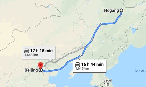 Route map from Hegang to the Vietnamese Embassy in Beijing