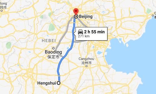 Route map from Hengshui to the Vietnamese Embassy in Beijing