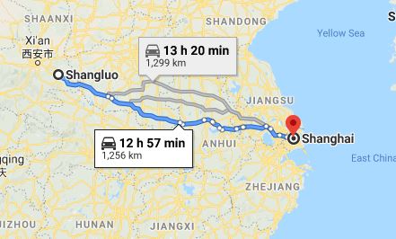 Route map from Yangzhou to the Vietnamese Consulate in Shanghai